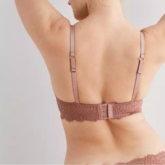 Aerie Rose Pink Lace Plunge Push-Up Bra 34D - Picture 4 of 5